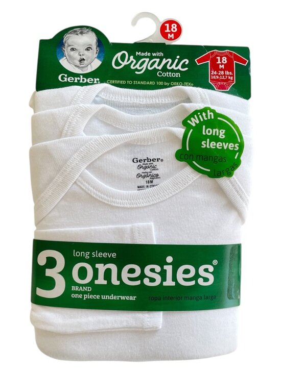 Gerber Other - Gerber Organic 3 Long Sleeve Onesies, white